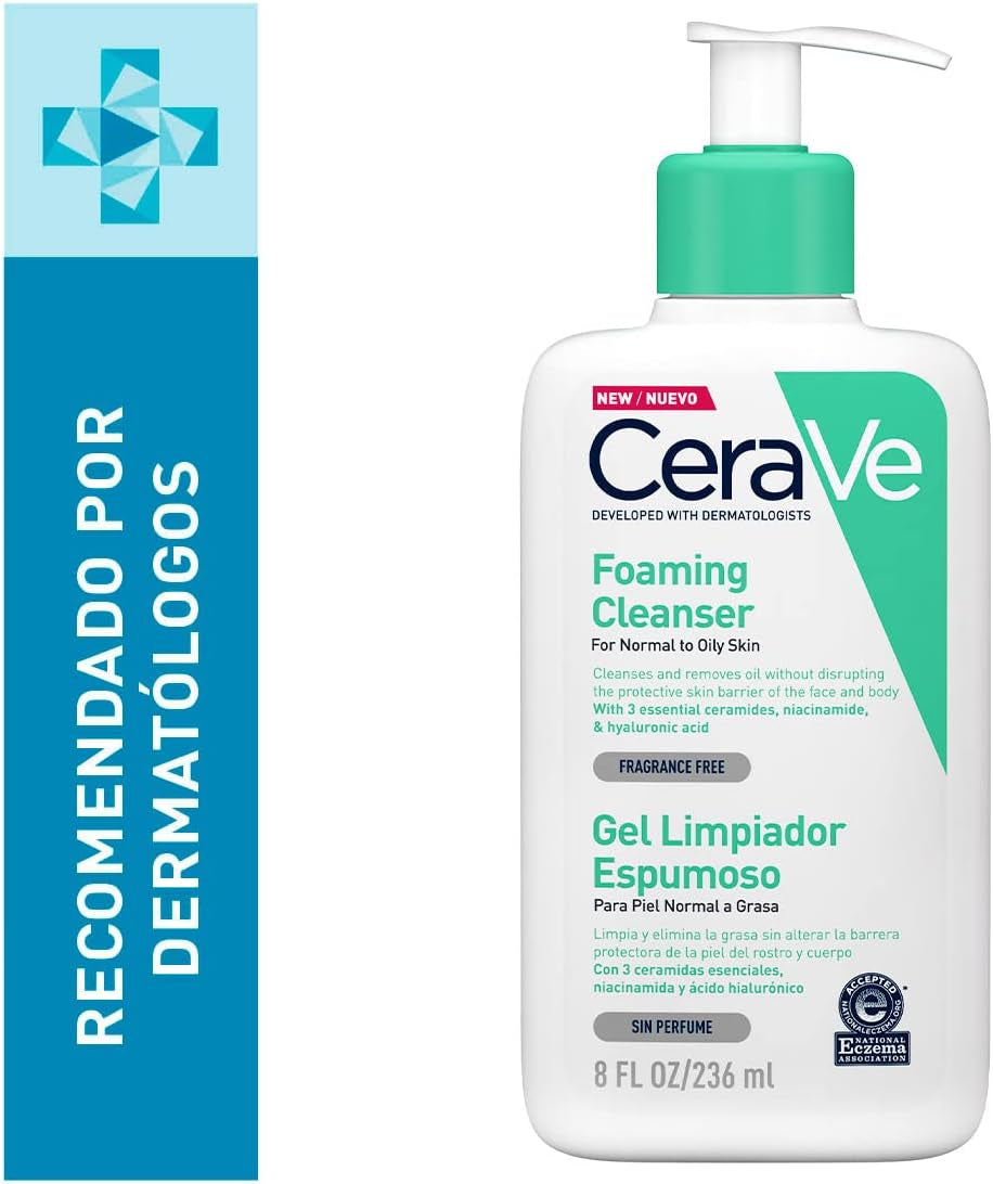 Moisturising Cream for Dry to Very Dry Skin 177Ml with Hyaluronic Acid & 3 Essential Ceramides & Foaming Cleanser for Normal to Oily Skin 236Ml with Niacinamide and 3 Essential Ceramides