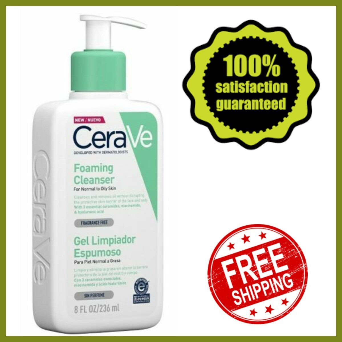 Cerave Foaming Cleanser Daily Face & Body Wash 236Ml New Sealed