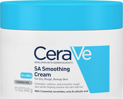 SA Smoothing Cream for Rough and Bumpy Skin 340g and Hydrating Cleanser for Normal to Dry Skin 473ml with Hyaluronic Acid and Three Essential Ceramides