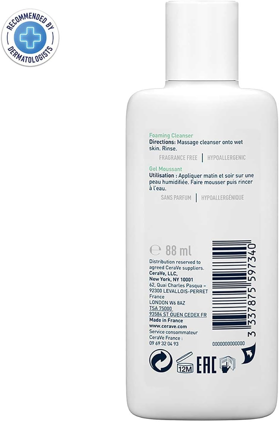 Cerave Travel Size Foaming Cleanser for Oily Skin 88Ml